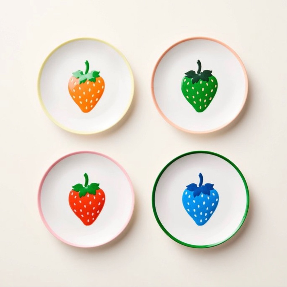 4pc Strawberry Melamine Plate Set Blue/ Green/Orange/Red/C - kate spade x Target